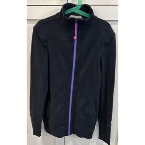 Black Ivivva by‎ Lululemon Jacket Zip Up Athletic Kids Size 14 Purple Accents
